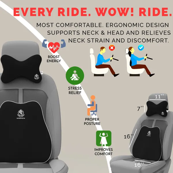 MRRON_Back_Support_Neck_Rest_for_Chair_&_Car_Seat,_Orthopaedic_Lumbar_Support_Memory_Foam_Backrest_Cushion_Designed_for_Back_Pain_Relief_Pillow_for_Comfortable_Sitting