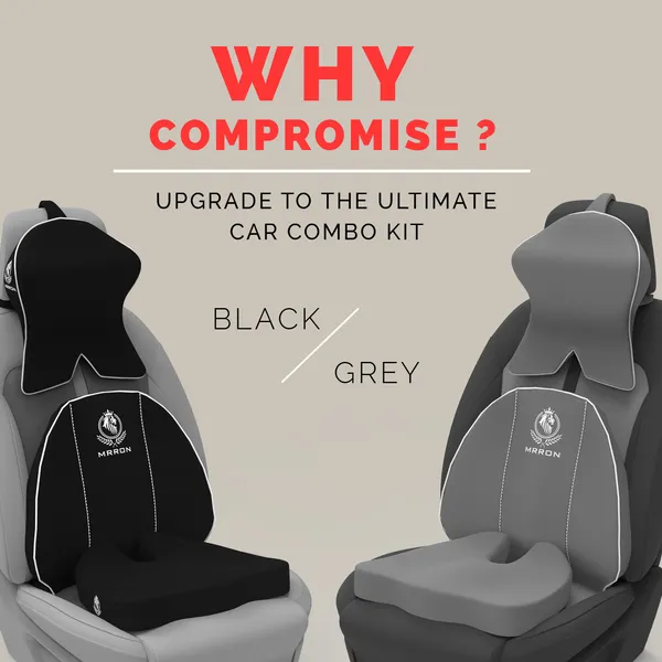 MRRON_Memory_Foam_Car_Seat_Cushion_Set_�_Lumbar_Back_Support,_Coccyx_Seat_Pad_&_Neck_Pillow_�_Ergonomic_Pain_Relief_for_Back,_Tailbone,_Sciatica_�_Ideal_for_Driving,_Office_&_Travel.