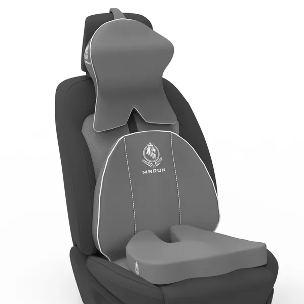 MRRON_Memory_Foam_Car_Seat_Cushion_Set_�_Lumbar_Back_Support,_Coccyx_Seat_Pad_&_Neck_Pillow_�_Ergonomic_Pain_Relief_for_Back,_Tailbone,_Sciatica_�_Ideal_for_Driving,_Office_&_Travel.