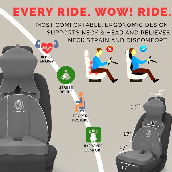 MRRON_Memory_Foam_Car_Seat_Cushion_Set_�_Lumbar_Back_Support,_Coccyx_Seat_Pad_&_Neck_Pillow_�_Ergonomic_Pain_Relief_for_Back,_Tailbone,_Sciatica_�_Ideal_for_Driving,_Office_&_Travel.