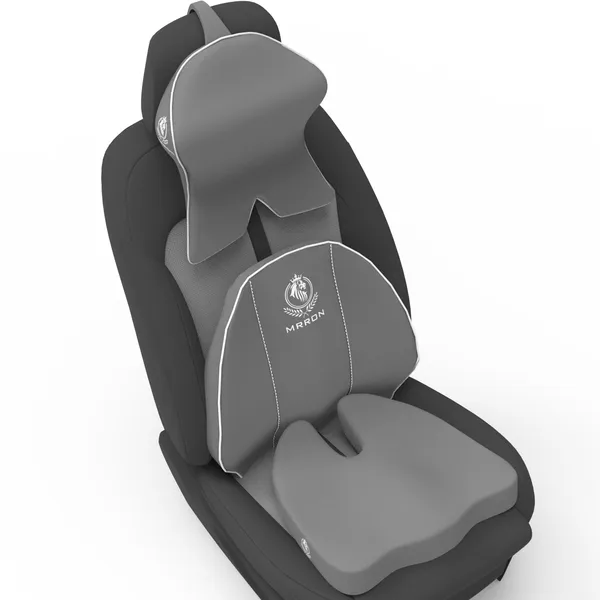 MRRON_Memory_Foam_Car_Seat_Cushion_Set_�_Lumbar_Back_Support,_Coccyx_Seat_Pad_&_Neck_Pillow_�_Ergonomic_Pain_Relief_for_Back,_Tailbone,_Sciatica_�_Ideal_for_Driving,_Office_&_Travel.