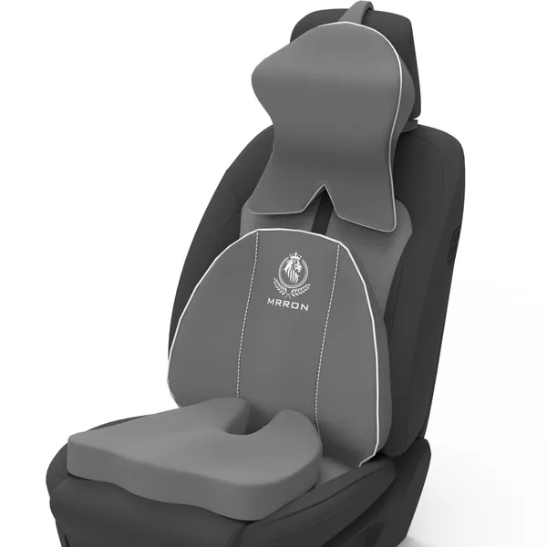 MRRON_Memory_Foam_Car_Seat_Cushion_Set_�_Lumbar_Back_Support,_Coccyx_Seat_Pad_&_Neck_Pillow_�_Ergonomic_Pain_Relief_for_Back,_Tailbone,_Sciatica_�_Ideal_for_Driving,_Office_&_Travel.