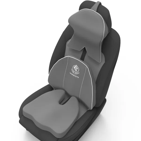 MRRON_Memory_Foam_Car_Seat_Cushion_Set_�_Lumbar_Back_Support,_Coccyx_Seat_Pad_&_Neck_Pillow_�_Ergonomic_Pain_Relief_for_Back,_Tailbone,_Sciatica_�_Ideal_for_Driving,_Office_&_Travel.