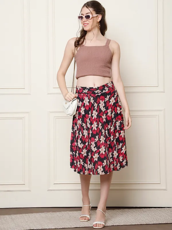Multi_Color_Polyester_Lycra_Skirt_For_Women