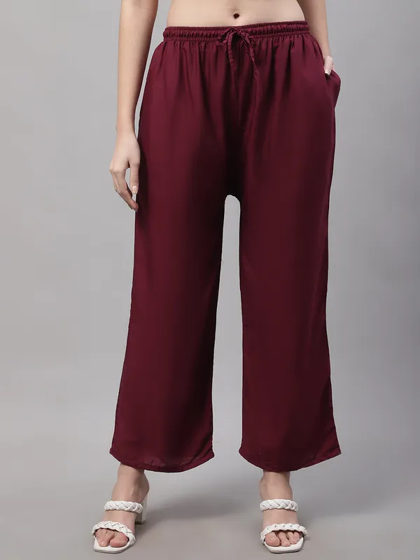 Wine_Rayon_Palazzo_For_Women