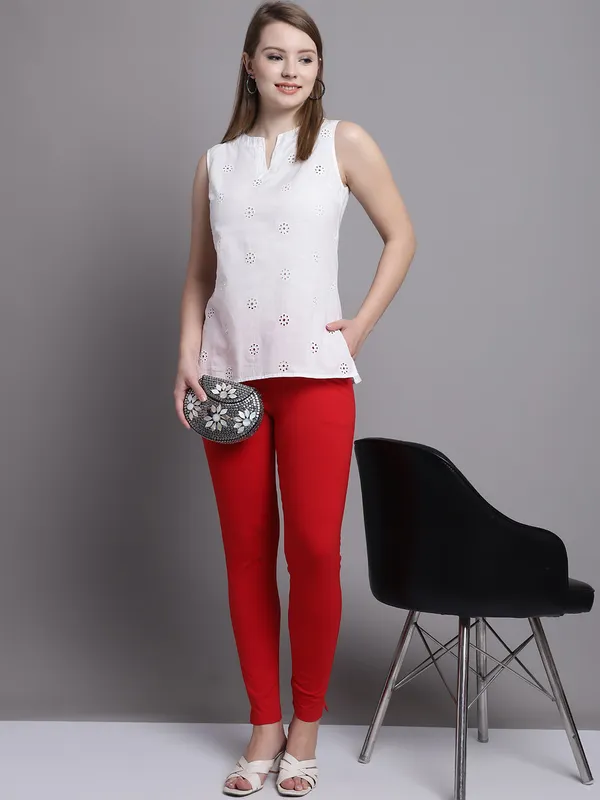 Red_Cotton_Lycra_Legging_For_Women