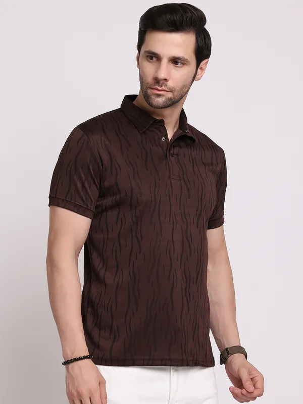 Brown_Polycotton_T-Shirt_For_Men