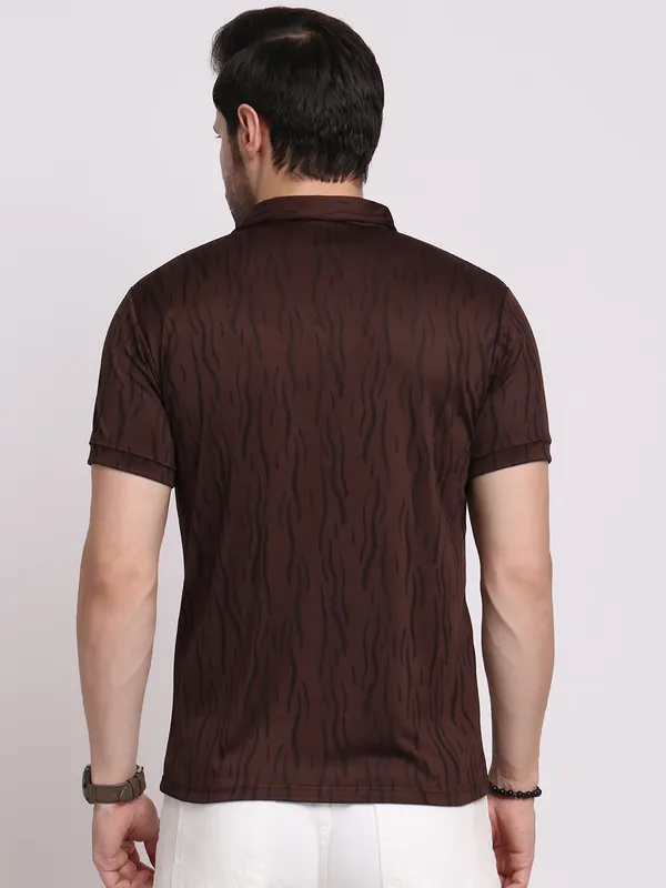 Brown_Polycotton_T-Shirt_For_Men
