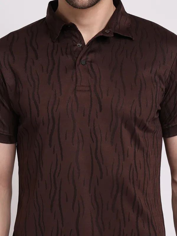 Brown_Polycotton_T-Shirt_For_Men