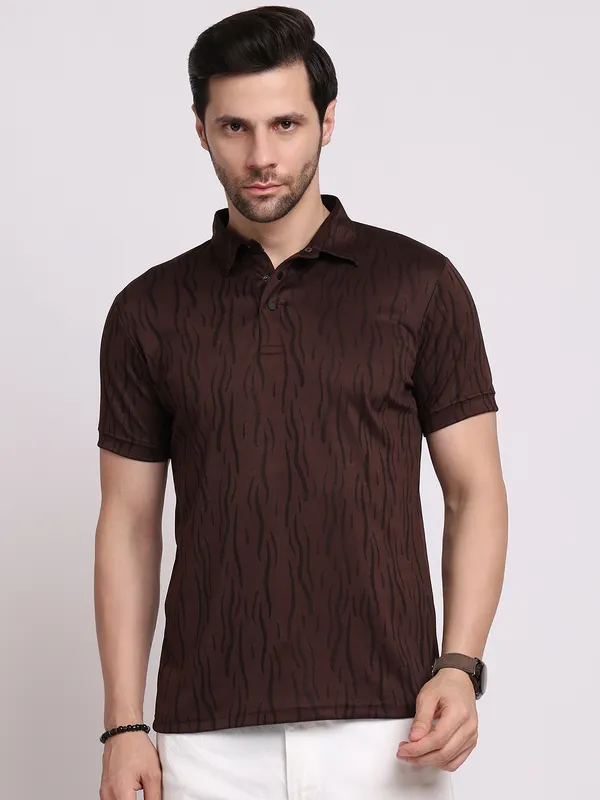 Brown_Polycotton_T-Shirt_For_Men