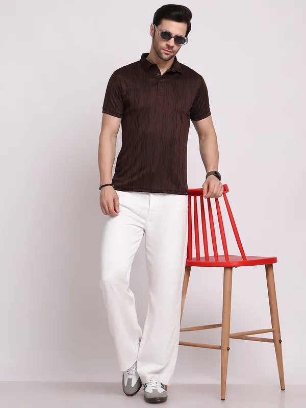 Brown_Polycotton_T-Shirt_For_Men