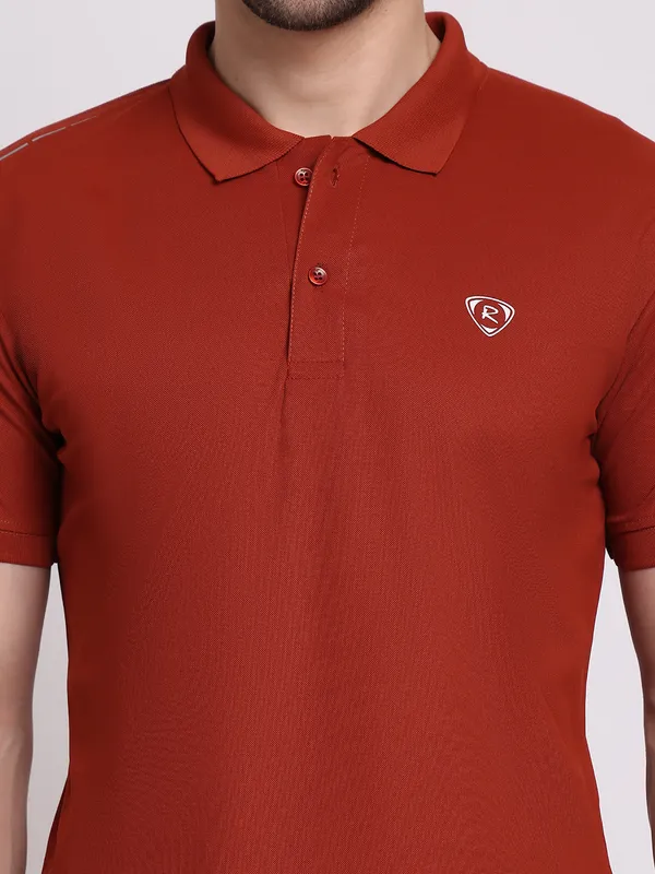 Orange_Polycotton_T-Shirt_For_Men
