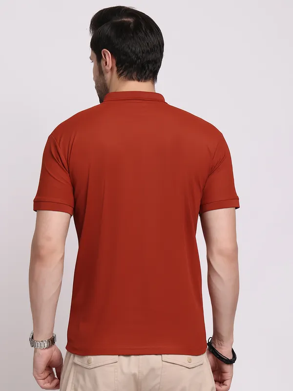 Orange_Polycotton_T-Shirt_For_Men