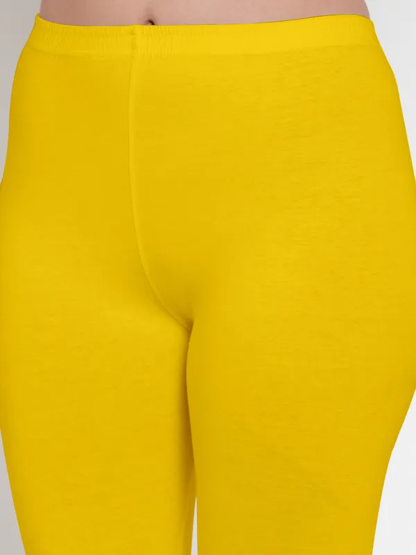 Yellow_Cotton_Lycra_Capri_For_Women