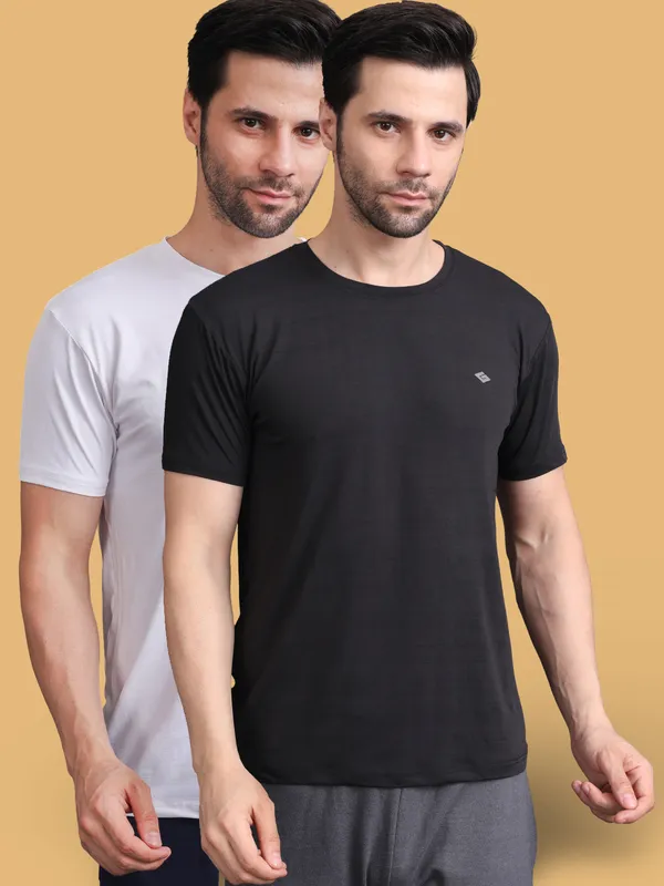 Black::White_Polyester_T-Shirt_For_Men