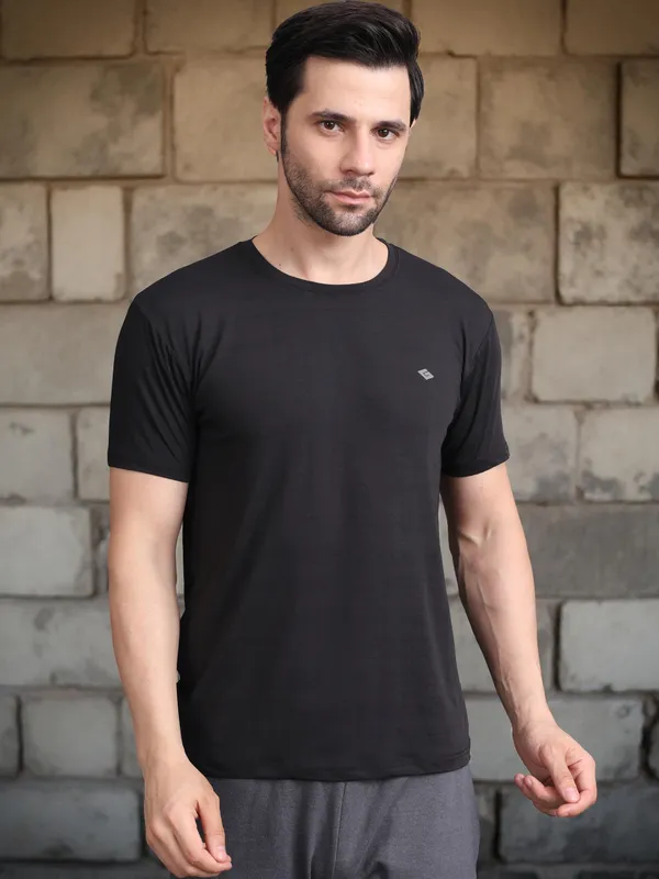 Black::White_Polyester_T-Shirt_For_Men