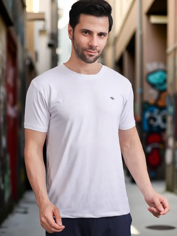 Black::White_Polyester_T-Shirt_For_Men