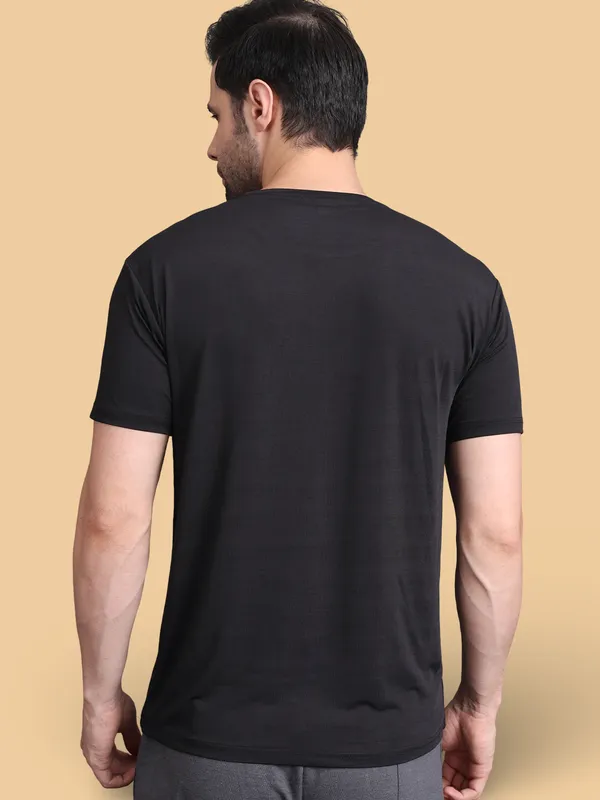 Black::Peach_Polyester_T-Shirt_For_Men
