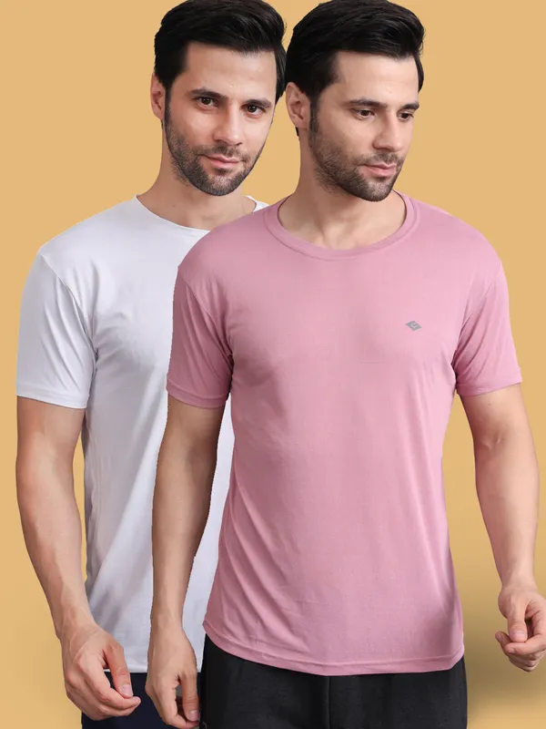 White::Pink_Polyester_T-Shirt_For_Men