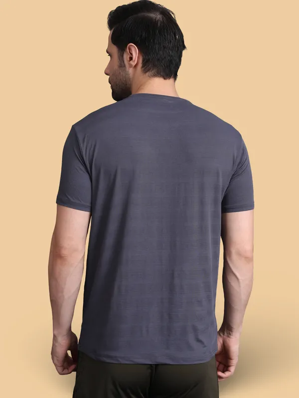 Grey::Navy_Blue_Polyester_T-Shirt_For_Men