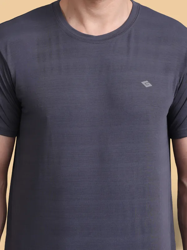 Grey::Navy_Blue_Polyester_T-Shirt_For_Men