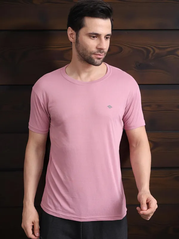 Navy_Blue::Pink_Polyester_T-Shirt_For_Men
