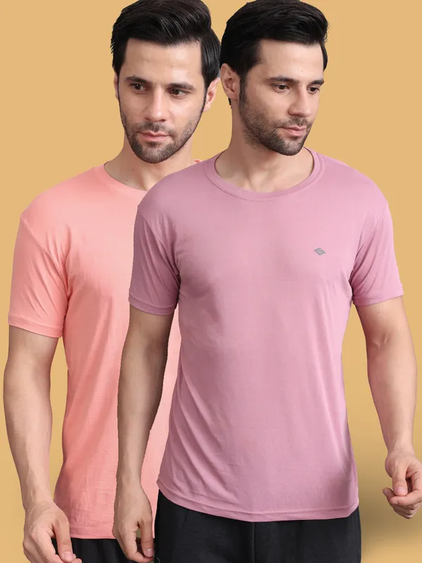 Peach::Pink_Polyester_T-Shirt_For_Men