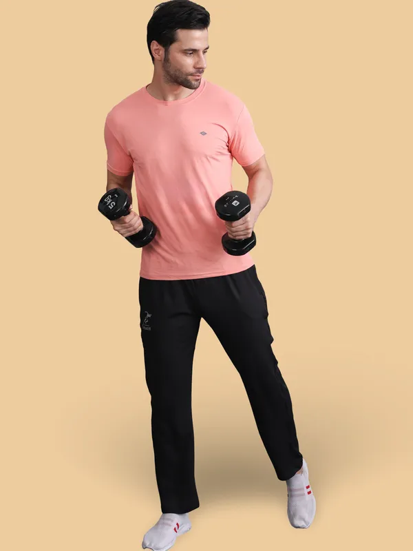 Peach::Pink_Polyester_T-Shirt_For_Men