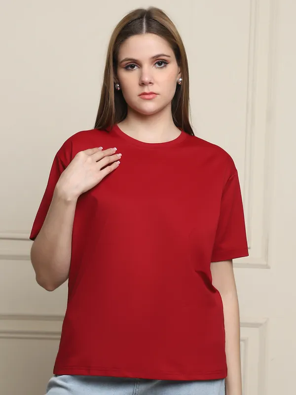 Maroon_Cotton_T-Shirt_For_Women