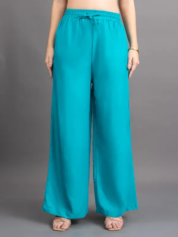 Turquoise_Blue_Rayon_Palazzo_For_Women
