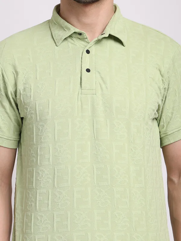 Sea_Green_Polycotton_T-Shirt_For_Men