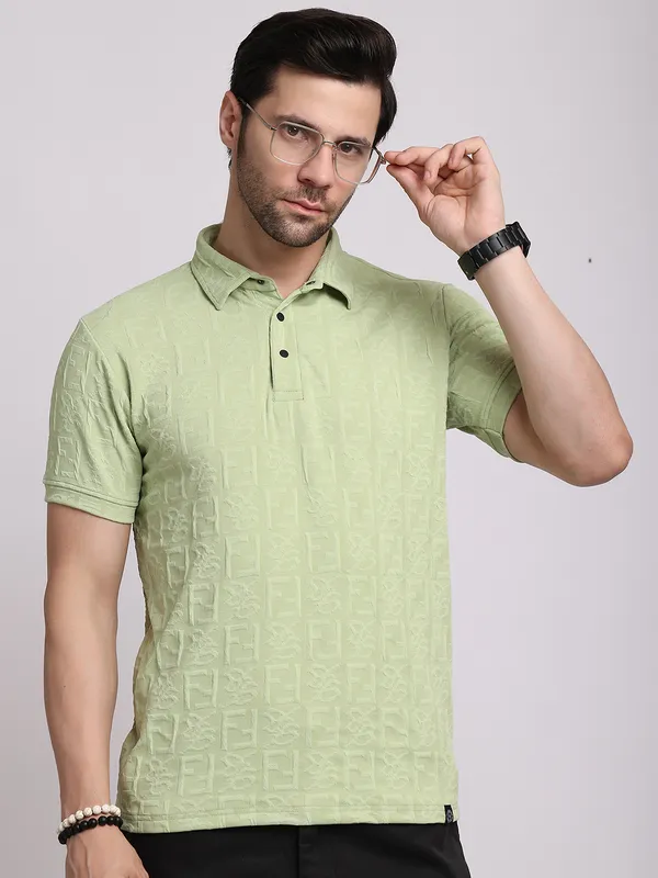 Sea_Green_Polycotton_T-Shirt_For_Men