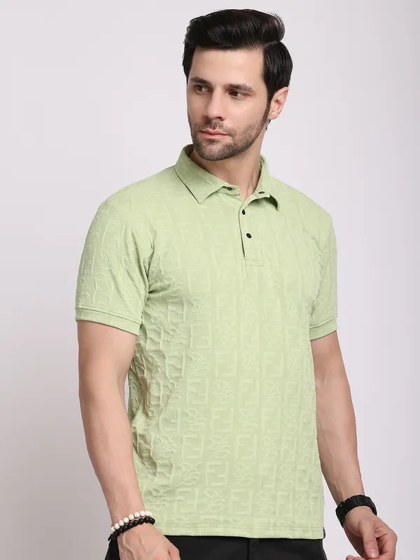 Sea_Green_Polycotton_T-Shirt_For_Men