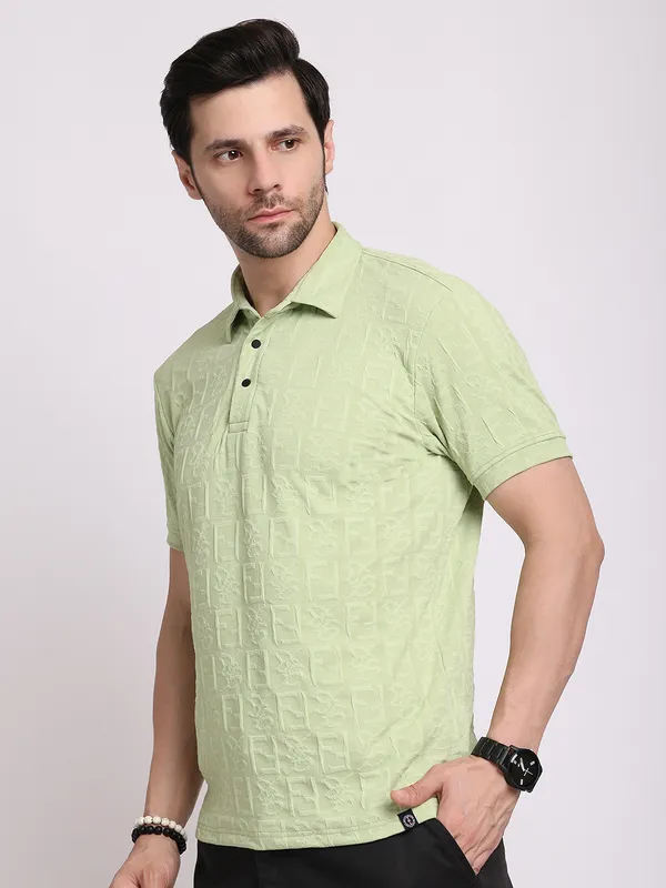 Sea_Green_Polycotton_T-Shirt_For_Men