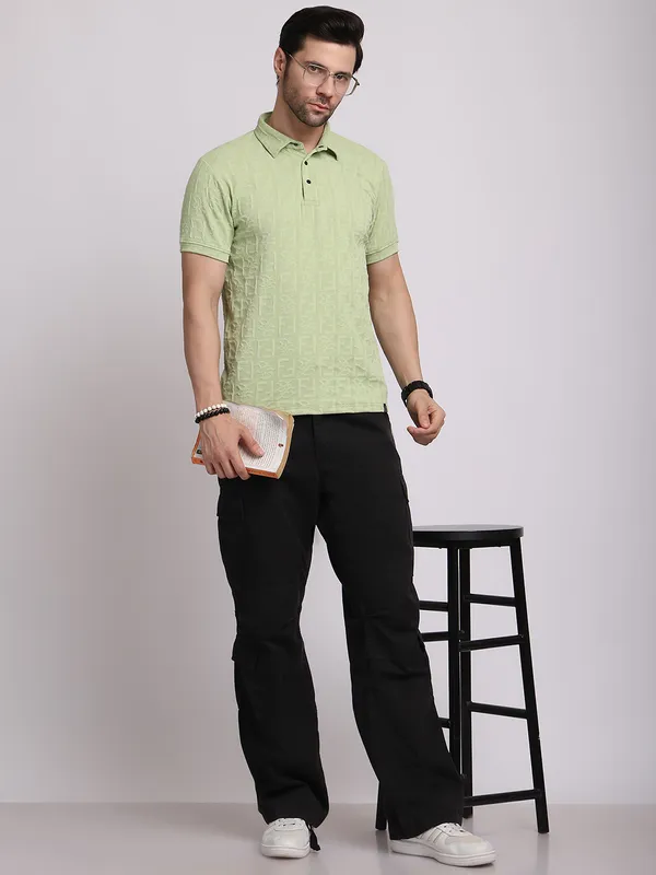 Sea_Green_Polycotton_T-Shirt_For_Men