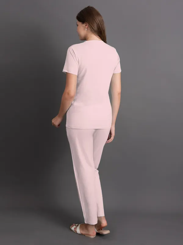 Peach_100%_Cotton_Lycra_Bio_Wash_Co-Ord_Set_For_Women