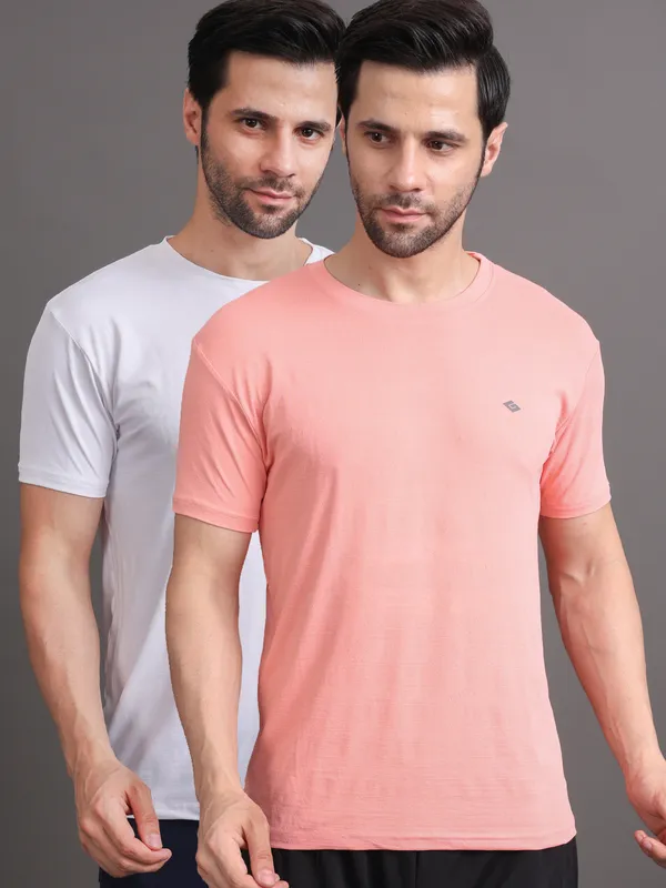 White::Peach_Polyester_T-Shirt_For_Men