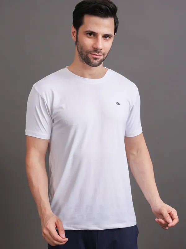 White::Peach_Polyester_T-Shirt_For_Men