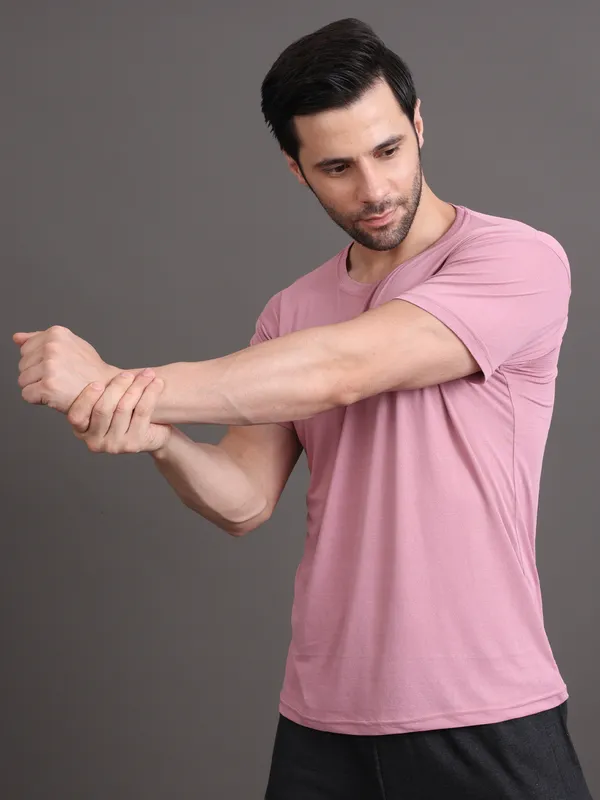 Pink_Polyester_Tshirt_For_Men