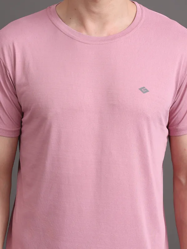 Pink_Polyester_Tshirt_For_Men