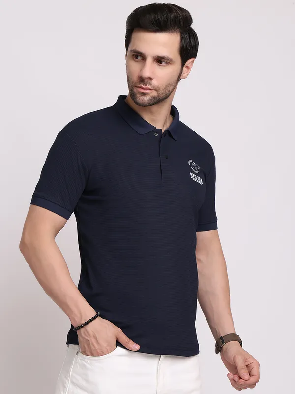Navy_Blue_Polycotton_T-Shirt_For_Men
