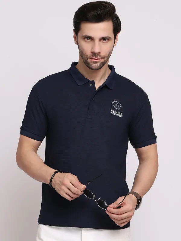 Navy_Blue_Polycotton_T-Shirt_For_Men