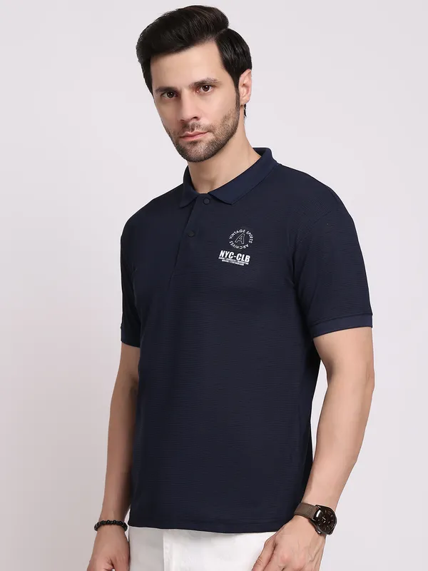 Navy_Blue_Polycotton_T-Shirt_For_Men