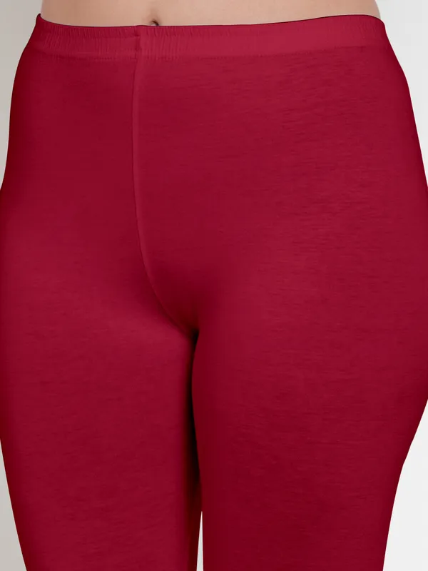 Maroon_Cotton_Lycra_Capri_For_Women