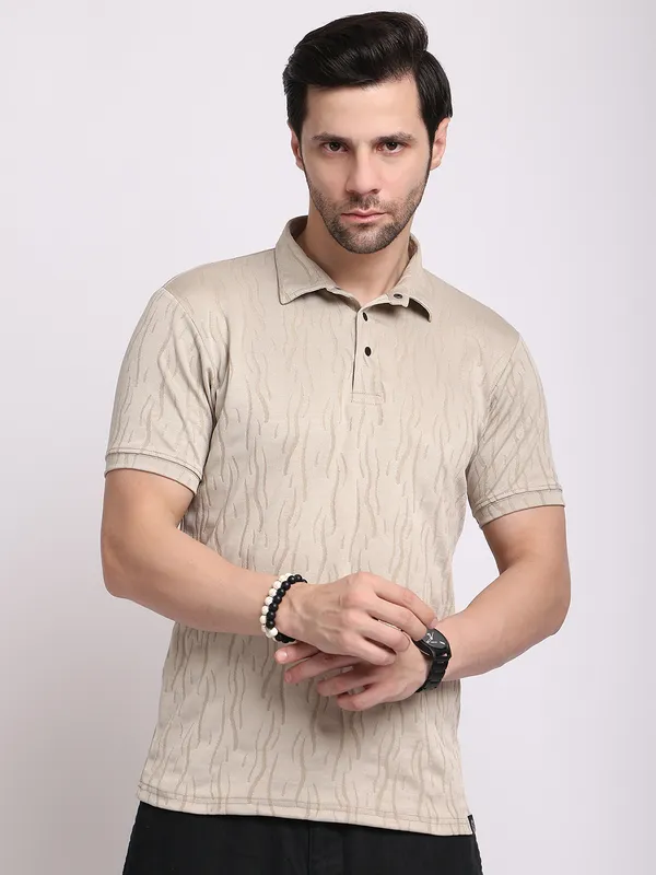 Light_Beige_Polycotton_T-Shirt_For_Men