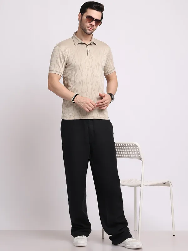 Light_Beige_Polycotton_T-Shirt_For_Men