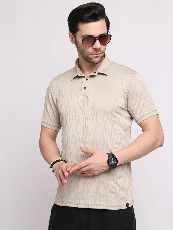 Light_Beige_Polycotton_T-Shirt_For_Men