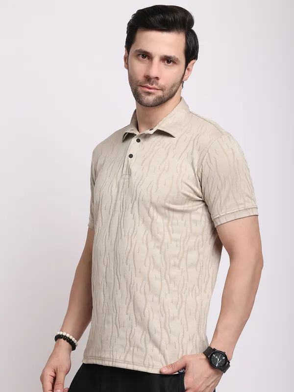 Light_Beige_Polycotton_T-Shirt_For_Men