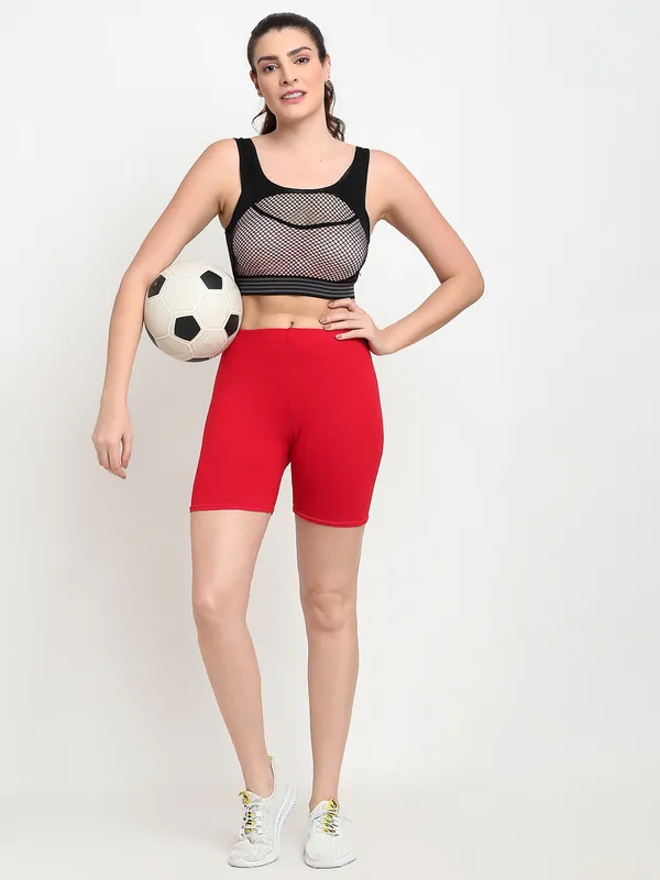 Red_Cotton_Shorts_For_Women