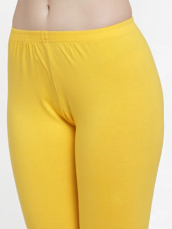 Yellow_Cotton_Lycra_Legging_For_Women